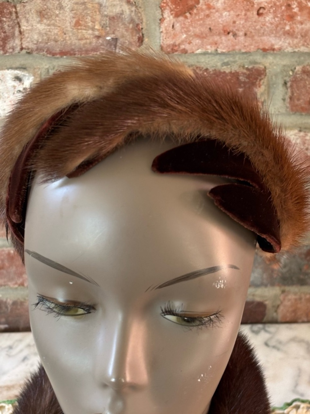 Vintage Brown Mink Fur Headband Hat - Women's Accessory